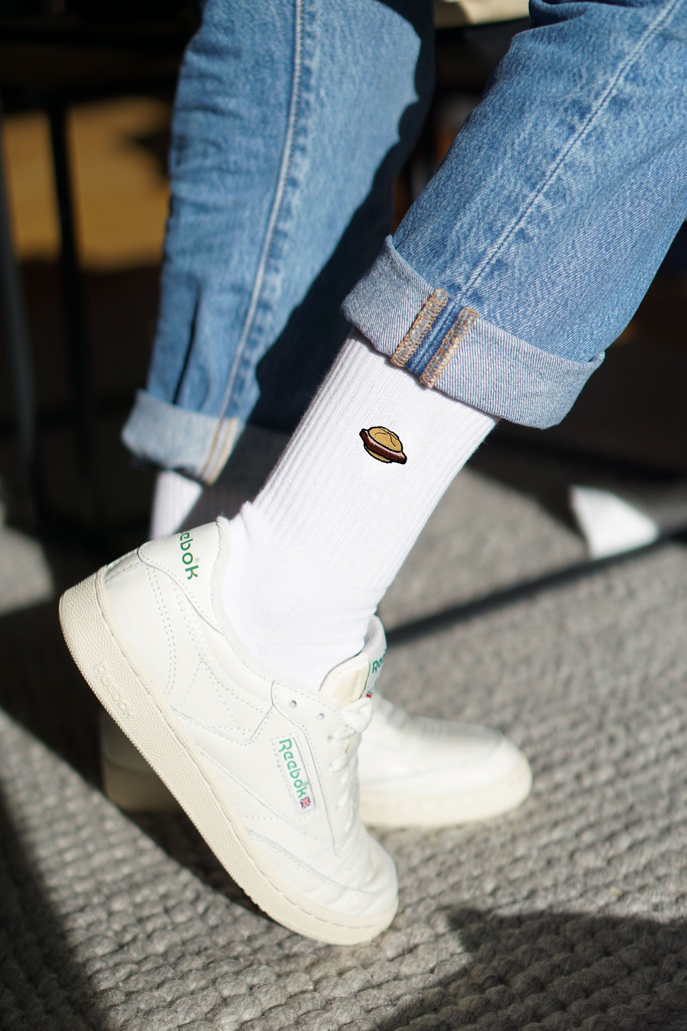 Leberkassemmel | Bestickte Bio Baumwoll Socken