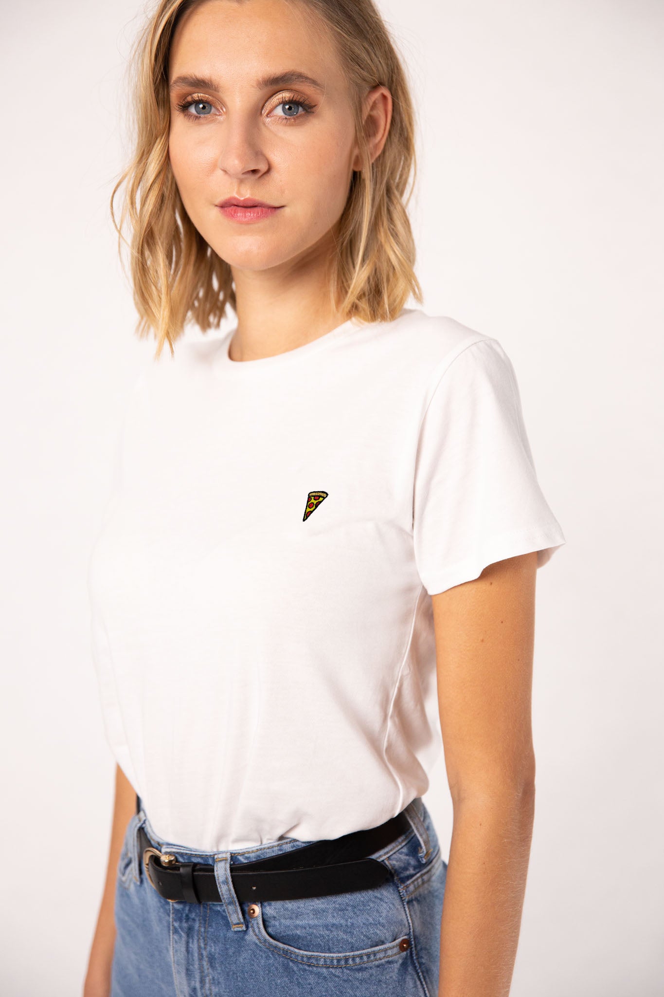 Pizza | Besticktes Frauen Bio Baumwoll T-Shirt