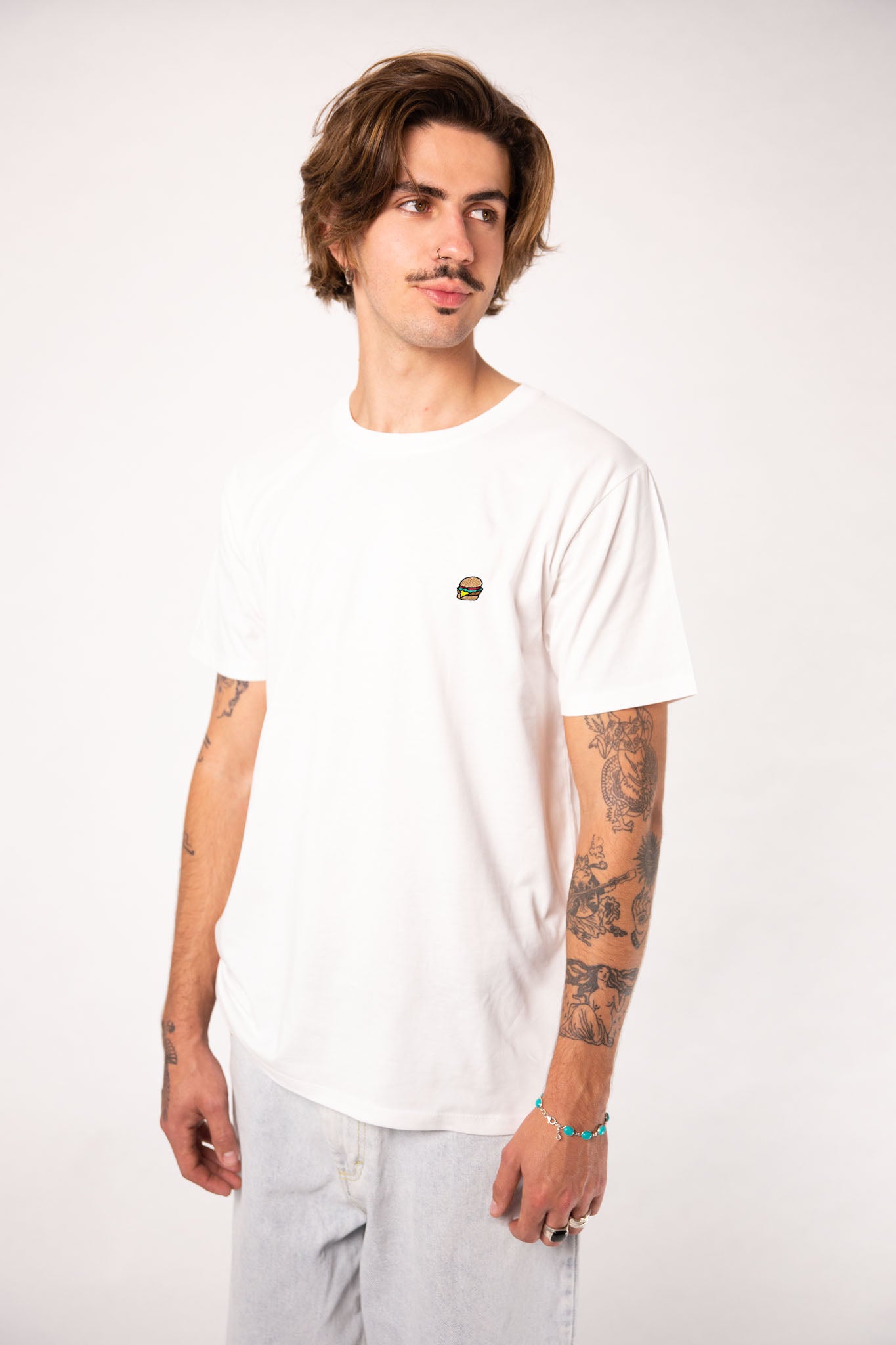 Burger | Besticktes Männer Bio Baumwoll T-Shirt