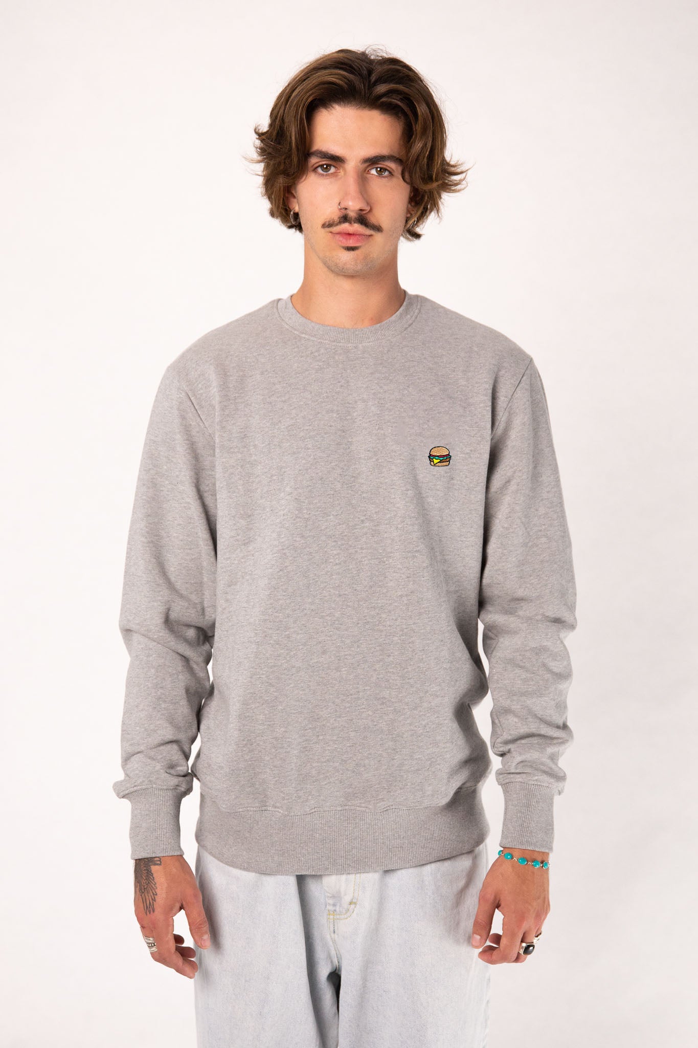 Burger | Bestickter Bio-Baumwoll Männer Pullover