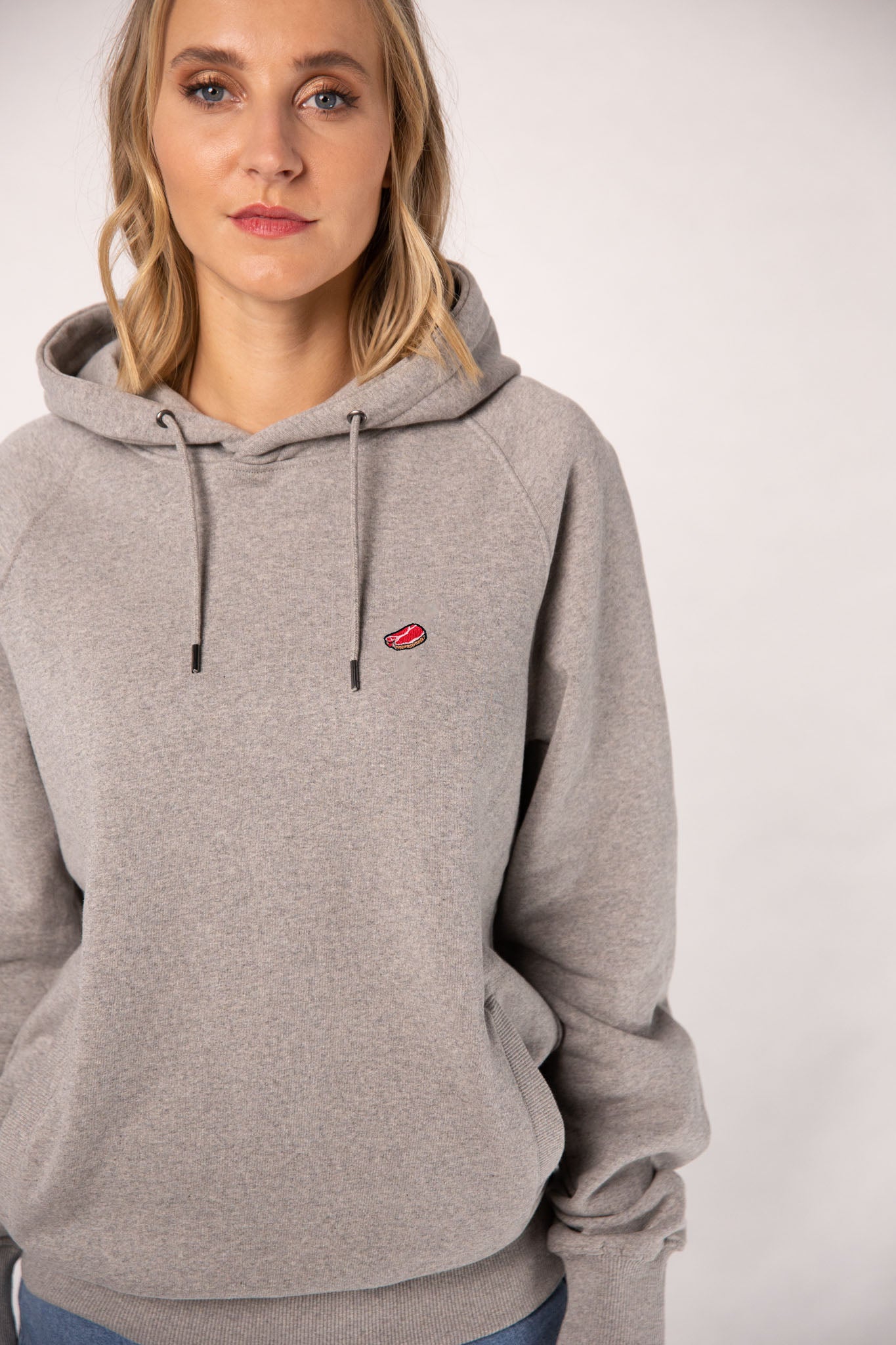 Steak | Bestickter Bio-Baumwoll Frauen Hoodie