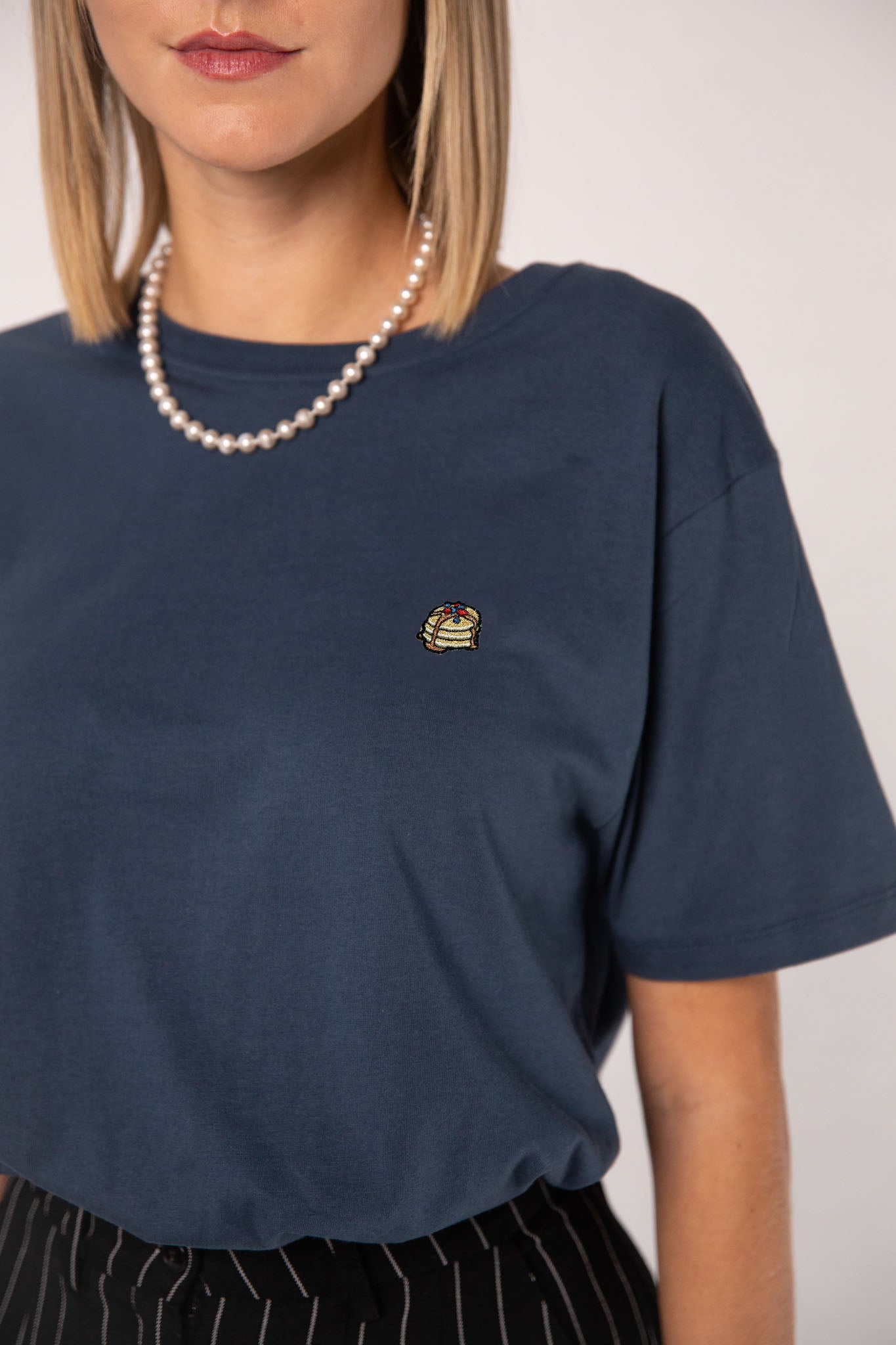 Pancakes | Besticktes Frauen Oversized Bio Baumwoll T-Shirt